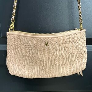 Elliott Lucca Woven Crossbody Bag - Beige Cream with Gold Accent